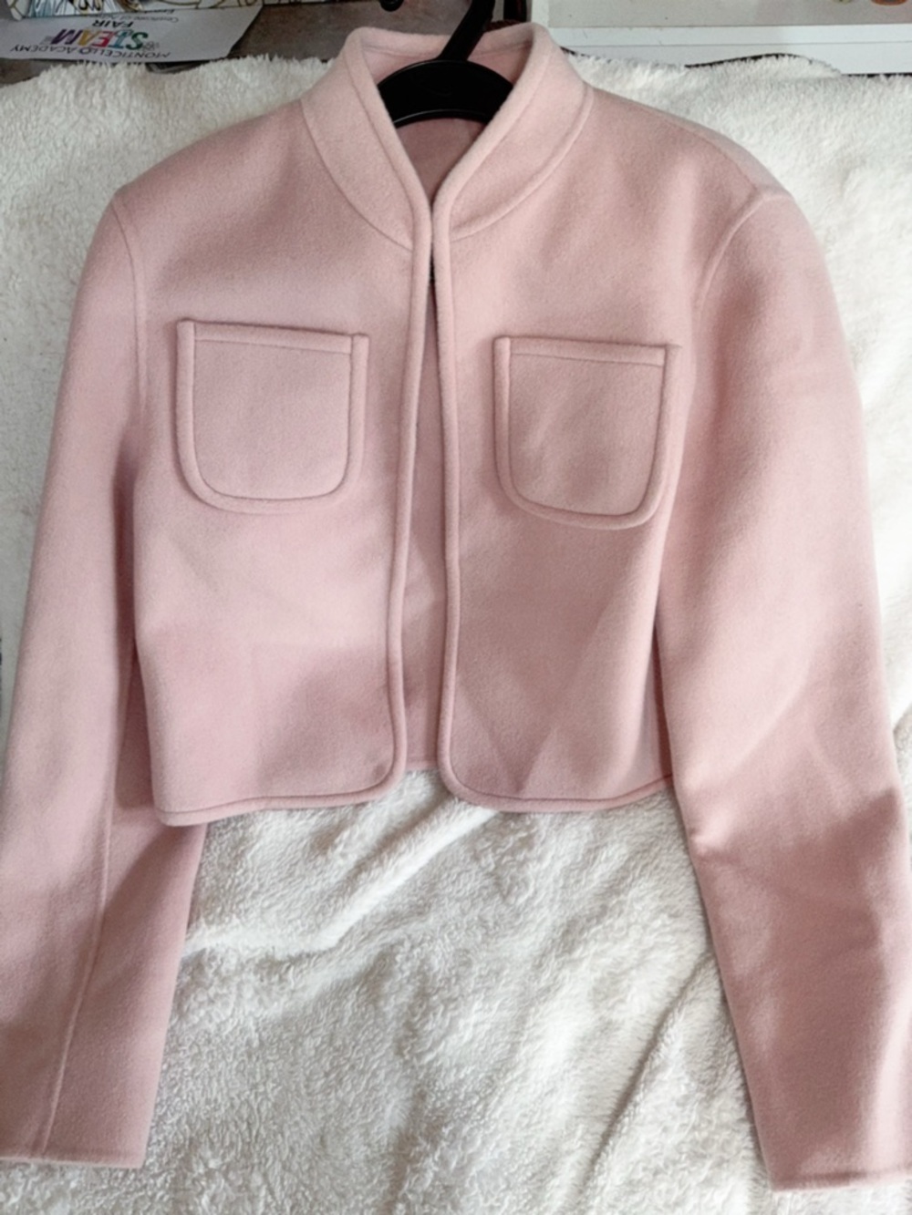 Women's Cropped Pink 100% shahtoosh wool Jacket new